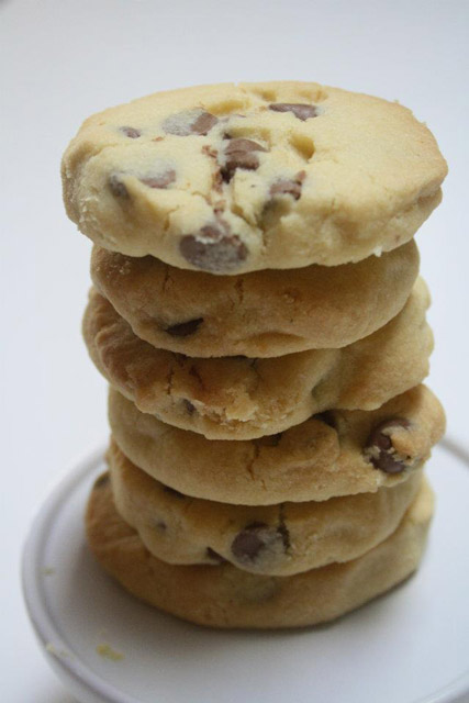 Stack of choc chip cookies